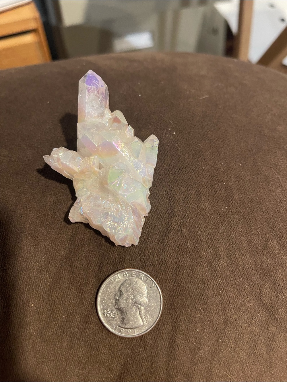 Iridescent Angel Aura Quartz Cluster - White Prism